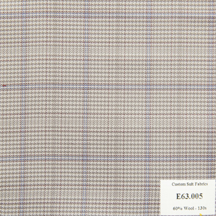 E63.005 Kevinlli V5 - Vải Suit 60% Wool - Xám Caro